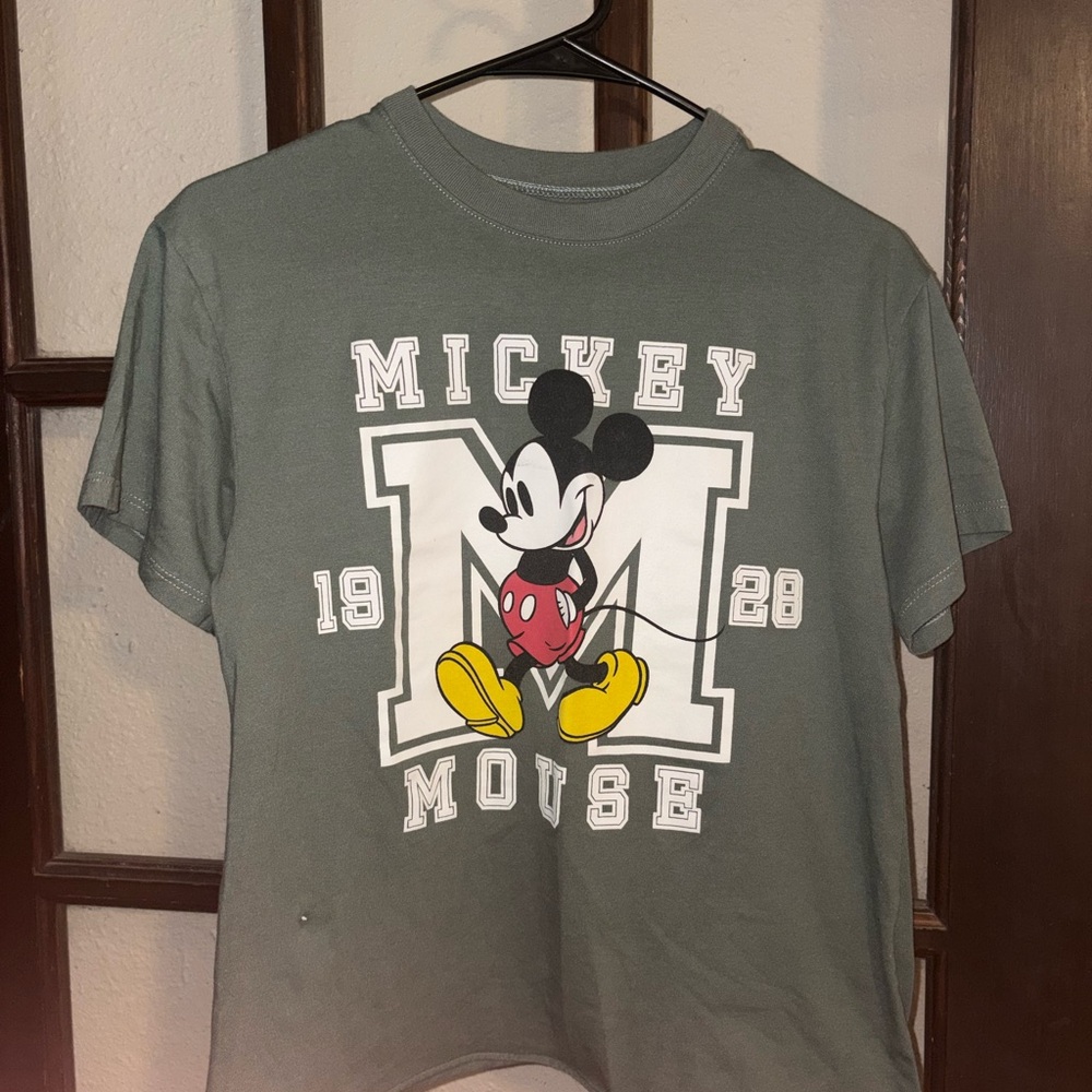 Disney Olive Green Mickey Mouse Collegiate Graphic Tee